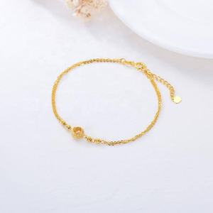 Venta al por mayor de alta calidad 18K oro joyería amor nudo <span class=keywords><strong>y</strong></span> cuenta doble cadena pulsera de mano - Product Image 3