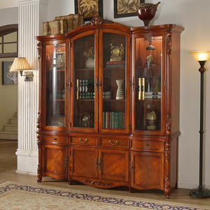 Libreria in Legno di Lusso Stile Classico con Quattro Ante, Cassetti e Vetrine per Soggiorno - Product Image 2