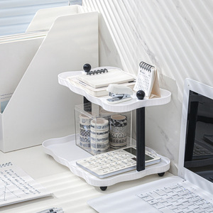 Desktop Double-layer Non-folding Standing <b>Storage</b> <b>Rack</b> Plastic Cosmetic <b>Rack</b> for Student Dormitory Office Table - Product Image 2