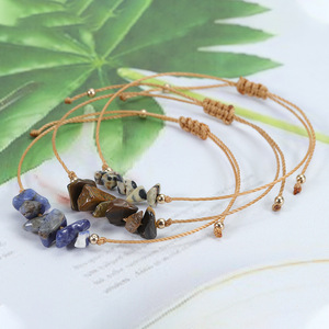 Bracelet tressé en fil ciré avec pierre naturelle irrégulière, style surfiste, thème plage et sources chaudes d'été, en stock - Product Image 4