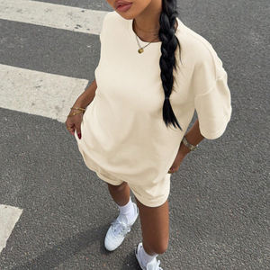 Ingrosso abbigliamento da casa per il tempo libero Set giornaliero Oversize ampia in maglia a maniche corte e pantaloncini con tasche da donna Set da salotto - Product Image 5