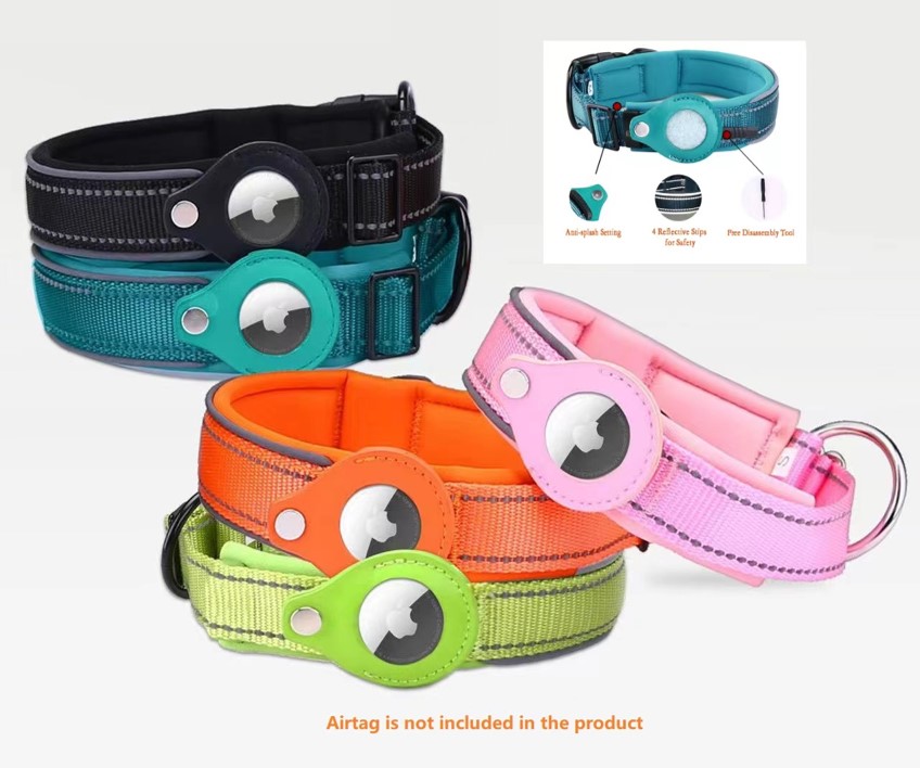 Reflective Small Dog Gps Tracker Pet Collar Leashes Airtag Dog Collar Holder