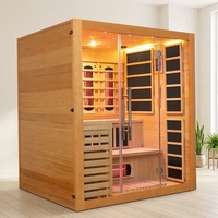 Salle de sauna combinée infrarouge lointain et traditionnelle, sauna tout-en-un en bois massif pour maison et villa