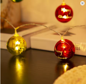 Luci a stringa con palline di Natale, fiocchi di neve, Babbo Natale, palline per albero di Natale, ornamenti pendenti luminosi, decorazioni natalizie - Product Image 6