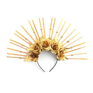 Accessories Zip Tie Spiked Halo Crown <b>Headband</b> Vintage Flowers Hair Band <b>Halloween</b> Flower Headpiece - Product Image 3
