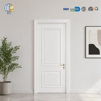 Ensemble de portes intérieures en bois blanc pour hôtel et appartement, porte insonorisée en bois massif et polymère, cadre complet avec architrave, résistante à l'humidité