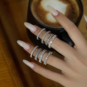 Dylam精致的小设计薄戒指925纯银圆5A立方锆石永恒带订婚新娘承诺戒指 - Product Image 2