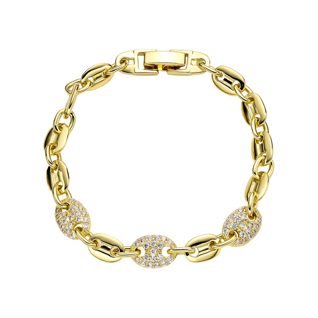BioMagnetic Jewelry Fashion Trendy 18K Gold Plated Cubic Zircon Inlay Charm Brass Chain Bracelets for Women Anniversary Gift