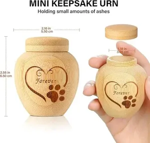 Kotak Penyimpanan Abu Hewan Peliharaan Ramah Lingkungan dari Bambu untuk Kucing dan Anjing, Kotak Kenang-kenangan Mini - Product Image 2