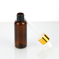 Flacon compte-gouttes en plastique transparent ambré vide de 10 ml, 30 ml, 50 ml pour emballage cosmétique, huile essentielle pour le visage, huile capillaire, parfum