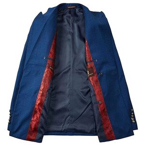 Personalizzazione avanzata <span class=keywords><strong>blu</strong></span> <span class=keywords><strong>doppiopetto</strong></span> 3 pezzi abiti da uomo Business Wedding & blazer - Product Image 4