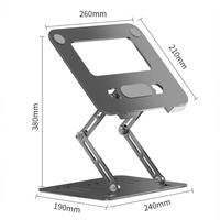 Support d'ordinateur portable double poteau stable en acier au carbone, pliable, réglable en hauteur, avec refroidissement ventilé et design ajouré, rehausseur de bureau