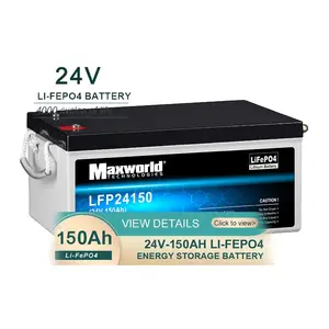 24V 150Ah LiFePO4 Battery Pack 12V 24V LiFePO4 Battery High Capacity for Solar Power System RV House Trolling Motor