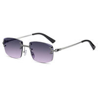 2001 gros nouveautés petit sans monture sans cadre or concepteur femmes lunettes Rectangle diamant coupe lunettes de soleil