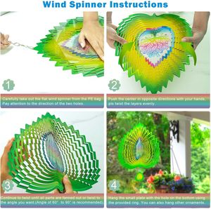 Tourniquets à vent en métal pour jardin, Ornement 3D en métal découpé au laser, Art cinétique coloré à triple mouvement, Motif Colibri - Product Image 4