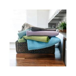 Budget Friendly Durable 100% Cotton Embroidered <b>Blue</b> Kitchen Towels Biodegradable Quick Dry Perfect for Busy Kitchens and Reuse - Product Image 3