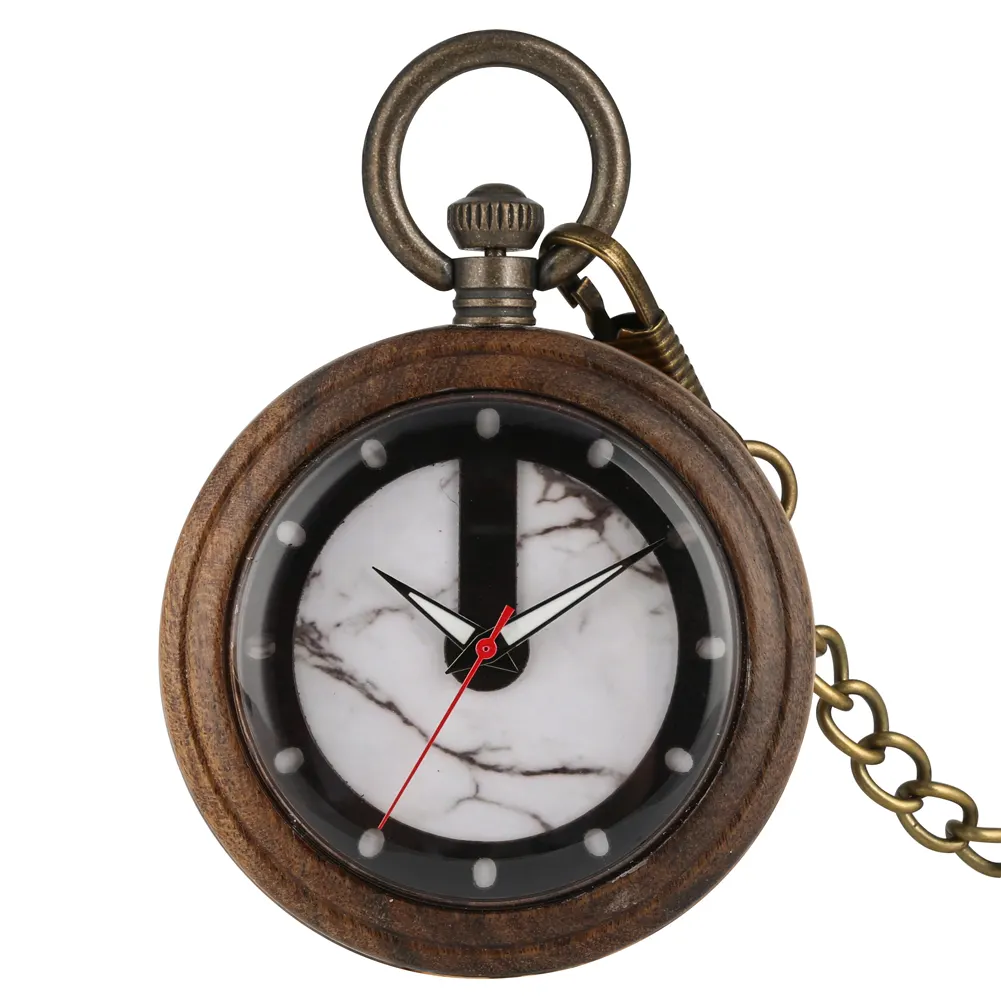 Популярные модные бронзовые кварцевые карманные часы с подвеской на цепочке, ожерелье, деревянные карманные часы