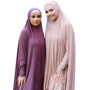 Hoge kwaliteit effen stretch jilbab met mouwen, lange hijab, islamitische khimar, moslim gebedsabaya voor vrouwen. - Product Image 1