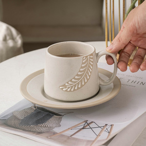 Juego de tazas de cerámica para latte art de 280 ml, taza de café resistente al calor y platillo para té de oficina - Product Image 1