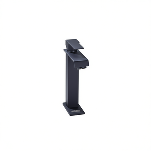 Grifo de Baño Monomando con Caño en Cascada, Negro Mate, Montaje en Cubierta, 1 Orificio, Válvula Cerámica, Diseño Minimalista - Product Image 1