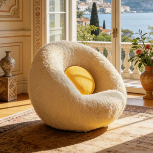 Fauteuil individuel confortable à boules moelleuses, canapé paresseux rond à poils longs, siège de sol créatif pour chambre et balcon - Product Image 5