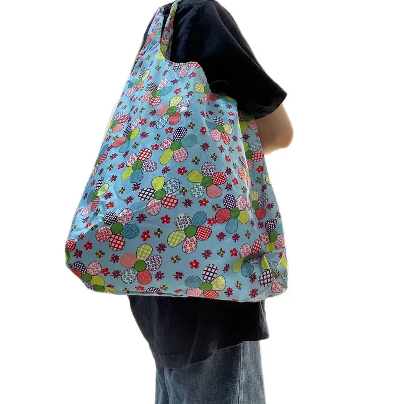 حقيبة يد صغيرة مطبوعة قابلة للطي مقاومة للماء زهيدة الثمن مخصصة من المصنع حقيبة تسوق أكسفورد
