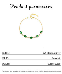 Pulsera de Cadena Clásica de Plata S925 Chapada en Oro de 18K con Jade Ovalado y Diamantes Redondos en Engaste de Bisel, Joyería para Uso Diario de Mujer - Product Image 2