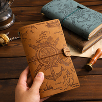 Carnet de notes multifonctionnel en cuir PU, journal rétro relié, carnet créatif pour étudiants, bloc-notes en papier kraft avec porte-cartes