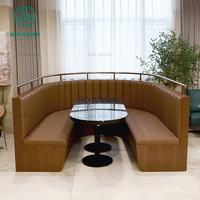 Luxueux Pizza Café Thé Boutique Meubles personnalisés Utilisation commerciale Canapé en cuir demi-cercle brun Sièges Cabines de restaurant