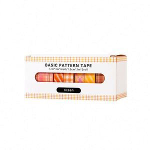 Juego de Cintas Decorativas Washi de Papel con Diseños Modernos y Personalizables - Cuadros/Rayas, 1cm/1.5cm de Ancho, 3m de Largo, para Diario - Product Image 2