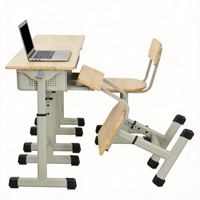 Table d'écolier ergonomique avec grand tiroir et crochet pour casque, hauteur réglable, pieds en métal, design moderne pour usage scolaire