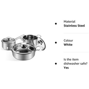 Utensilios de cocina de alta resistencia de 6 piezas, juegos de utensilios de cocina de acero inoxidable revestidos de <span class=keywords><strong>3</strong></span> capas, juego de ollas y sartenes con tapa de acero inoxidable - Product Image 6