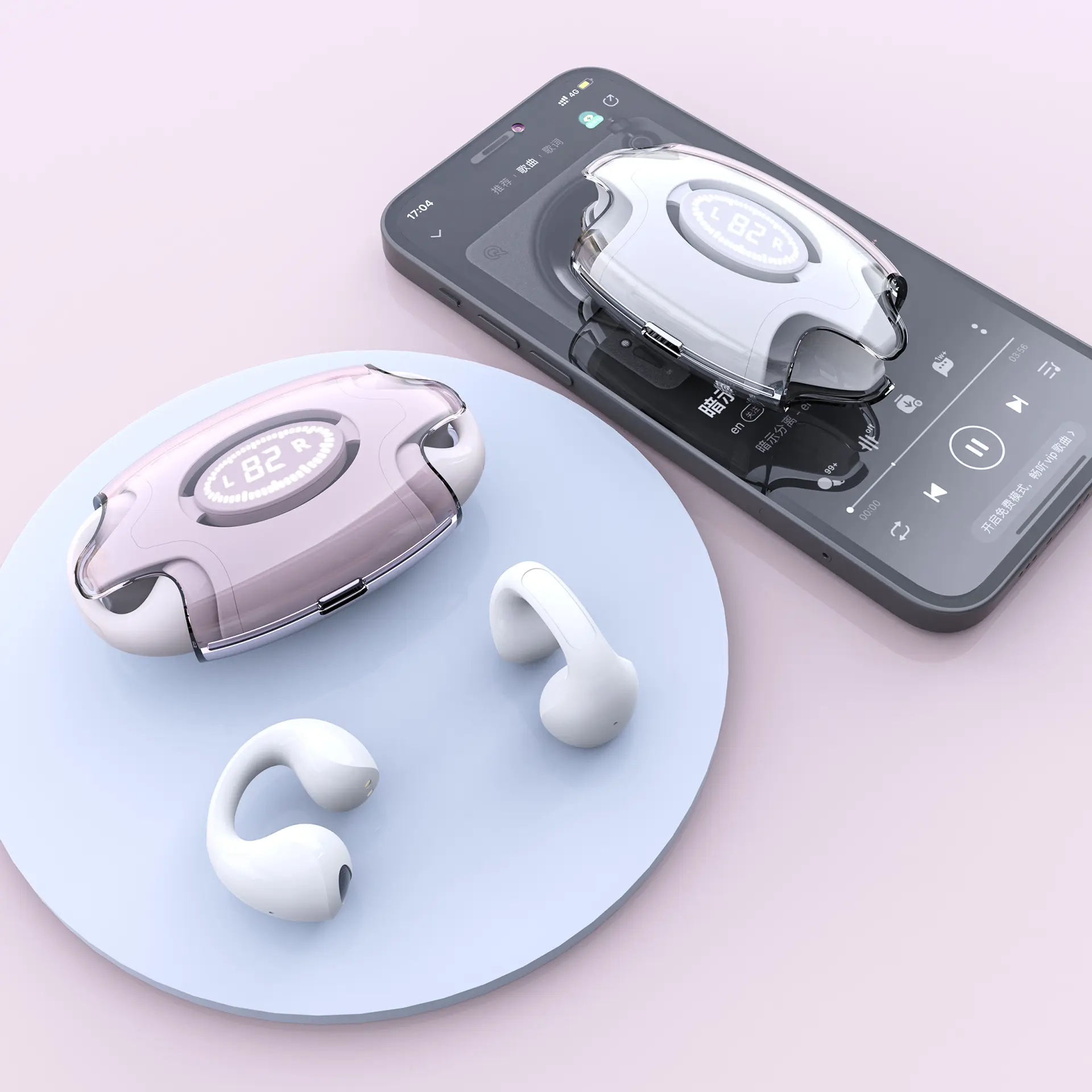 Ear Clip Wireless Digital Display Earphone 300mAh TWS Sports Earbud In-ear Headphones E88