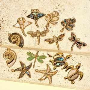 Breloques tendance 2025 en acier inoxydable : libellule, coquillage, étoile, tortue, conque – Accessoires DIY pour la fabrication de bijoux - Product Image 2