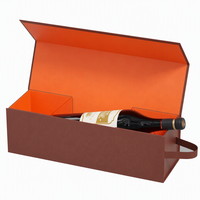 Boîte cadeau pour vin en carton premium recyclable avec laminage brillant magnétique pliable, ruban, 1 pièce, emballage pour spiritueux pour mariage