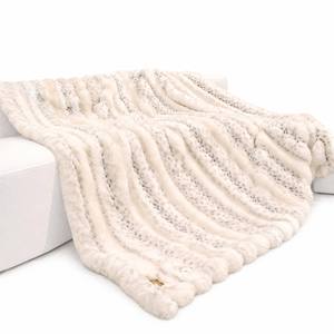 Plaid de luxe en fausse fourrure 700 g/m² imprimé léopard <span class=keywords><strong>des</strong></span> <span class=keywords><strong>neiges</strong></span>, couverture moelleuse rayée, douce et épaisse pour canapé et lit, décoration intérieure personnalisable - Product Image 3