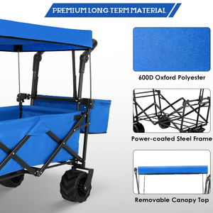 重型大容量折叠沙滩车可折叠实用旅行车户外手推车便携式花园 - Product Image 4