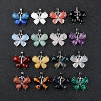 Pendentif Papillon en Pierre Naturelle, Bijoux en Pierres Précieuses, Breloques de Guérison en Cristal, Collier pour Fabrication de Bijoux DIY