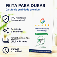 Carte NFC Google Review en portugais, PVC CR80, avec code QR, pour la demande de commentaires numériques, outil portable de collecte de commentaires professionnels