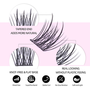 Nuevos diseños de pestañas postizas prepegadas de larga duración Press and <span class=keywords><strong>Go</strong></span> on Fluffy <span class=keywords><strong>Lash</strong></span> Venta al por mayor Diy Lashes Cluster - Product Image 3