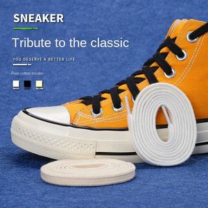 Tali sepatu atletik, tali kanvas tahan lama, tali sepatu atletik lapis ganda tunggal katun hitam putih - Product Image 5