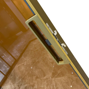 <span class=keywords><strong>Porte</strong></span> <span class=keywords><strong>coulissante</strong></span> moderne en verre et aluminium à trois rails automatiques dorée - Product Image 5