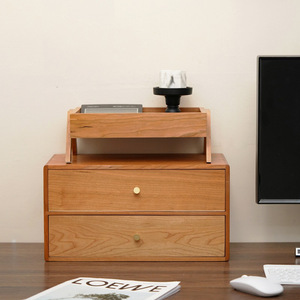 <b>Solid</b> <b>Wood</b> Desktop Storage Box Rectangle 1 Compartment Standing Type For <b>Desk</b> Neatening Storage - Product Image 2