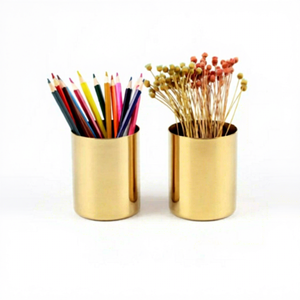Brass Desk Organizer <b>Pen</b> Holder <b>Gold</b> Plated Modern Office Stationery Stand Rectangle Shape Home Decoration - Product Image 5