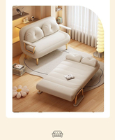 Klappbares Multifunktionales Cremefarbenes Schlafsofa für Apartment-Balkon Wohnzimmer Teleskopisch Verstellbares Doppelsofa