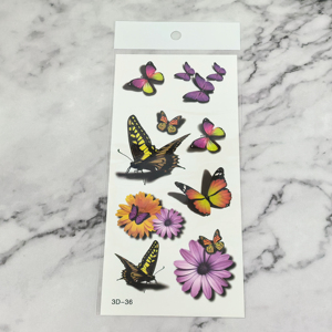 Adesivi <span class=keywords><strong>Vintage</strong></span> stile retrò tatuaggio temporaneo teschio acqua di Rose trasferimento farfalla adesivo del tatuaggio del fiore - Product Image 6