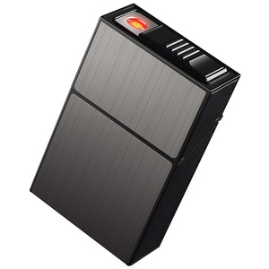 Étui à cigarettes en métal de luxe avec briquet USB intégré, design original, boîte en étain étanche, logo <span class=keywords><strong>personnalisable</strong></span>, vente en gros - Product Image 1