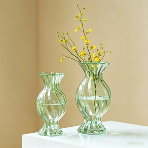 Vase en verre minimaliste européen, design bombé rétro, décoration intérieure pour <span class=keywords><strong>salon</strong></span>, bureau, arrangement floral - Product Image 2