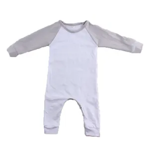 Pakaian bayi babygrow lengan panjang kaki panjang raglan polos satu bagian baju monyet bayi baru lahir untuk anak laki-laki