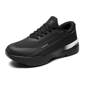 Chaussures de course en maille tricotée bicolores blanc-gris à lacets, confortables et amortissantes, avec semelle épaisse, idéales pour les sorties en ville le week-end et les loisirs en parc. - Product Image 4
